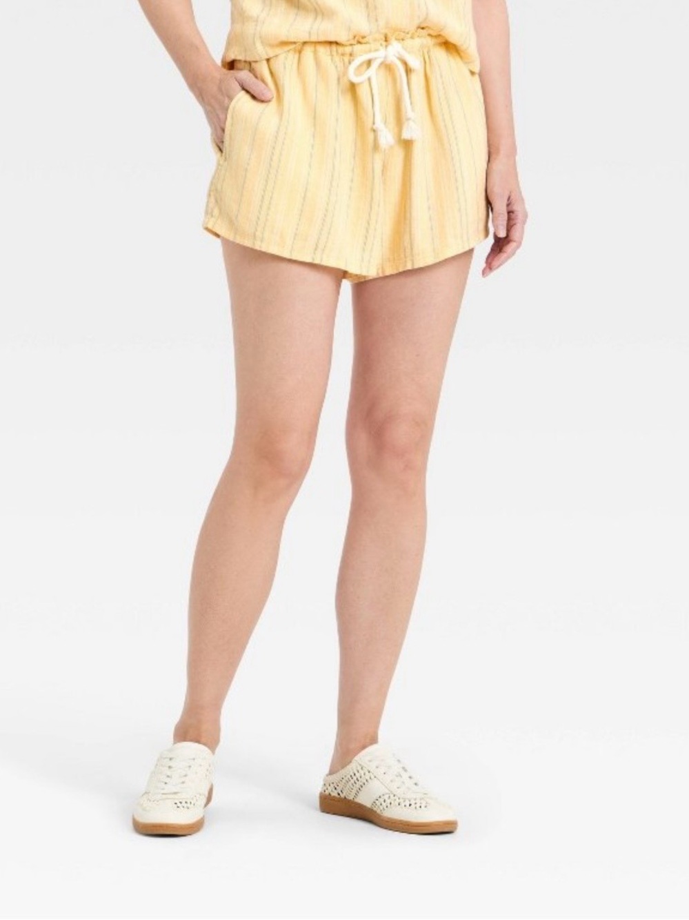 Universal Thread Yellow Stripe High-Waist Drawstring Shorts